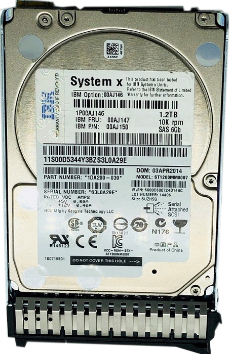 00AJ150 | IBM 1.2TB 10000RPM SAS 6Gb/s 2.5-inch Hot-pluggable Hard Drive with Tray