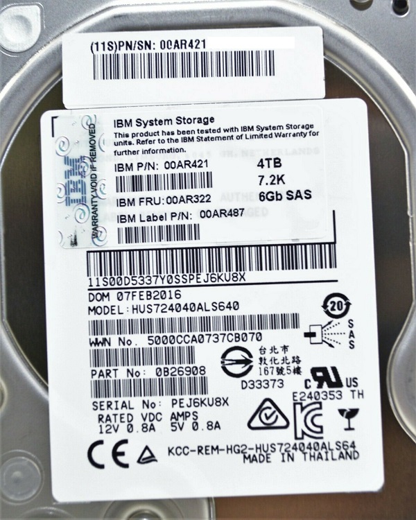 00AR421 | IBM 4TB 7200RPM SAS 6Gb/s 3.5-inch Nearline Gen. 2 Hard Drive for Storage System V7000
