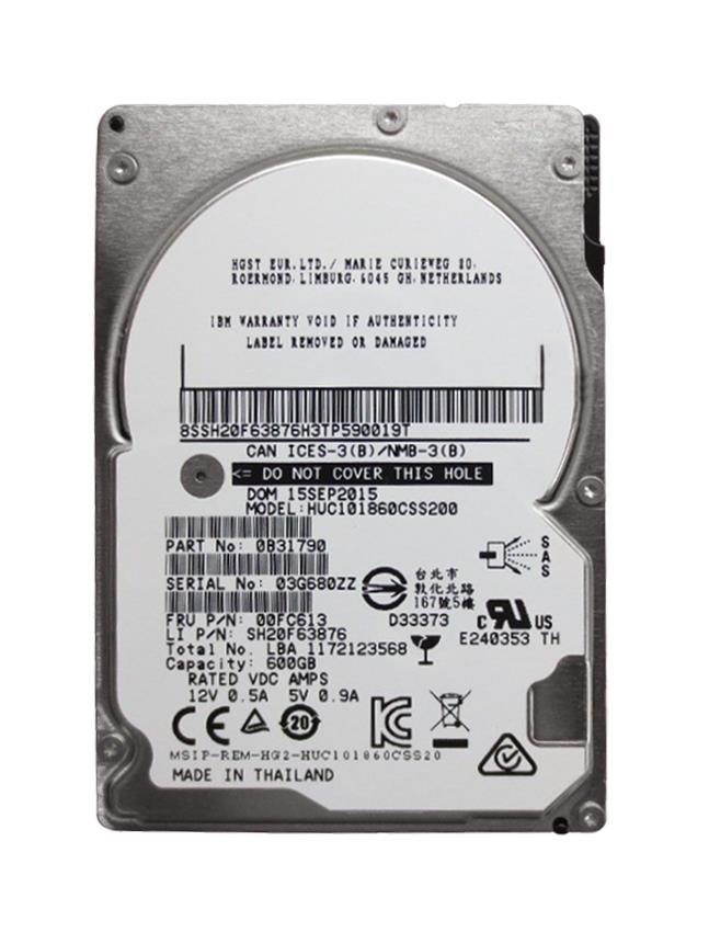 00FC613 | Lenovo 600GB 10000RPM SAS 12 Gbps 2.5 128MB Cache Hard Drive