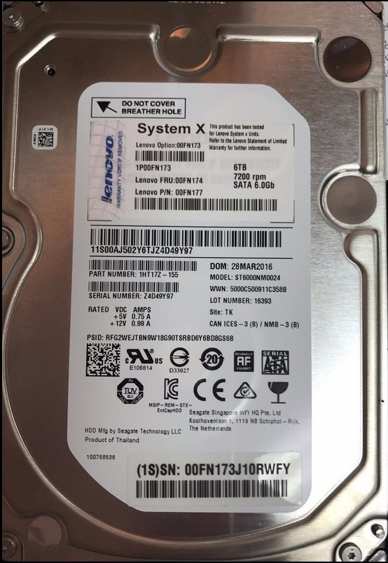 00FN177 | IBM 6TB 7200RPM SATA 6Gb/s Nearline 3.5-inch G2 Hot-pluggable 512E Hard Drive