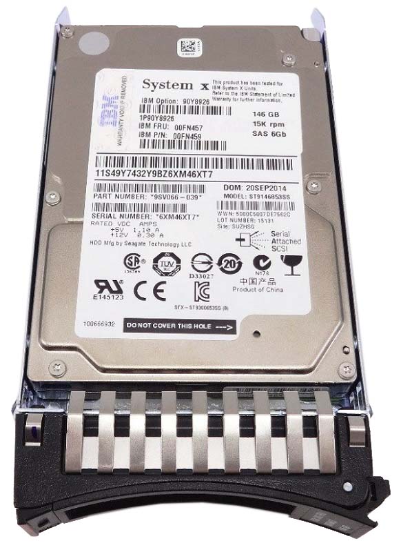 00FN457 | IBM 146GB 15000RPM SAS 6Gb/s 2.5-inch SFF Gen. 2 Hot-pluggable Hard Drive with Tray