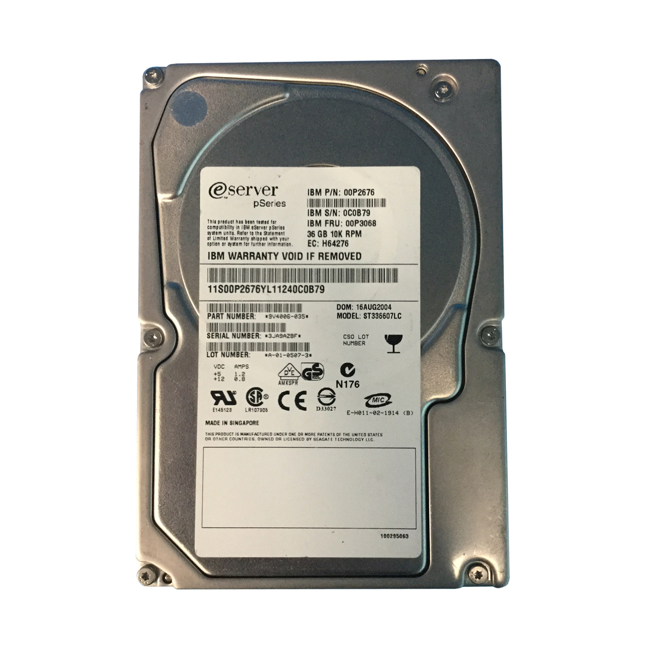 00P2676 | IBM 36GB 10000RPM SCSI 80-Pin 3.5-inch Hard Drive