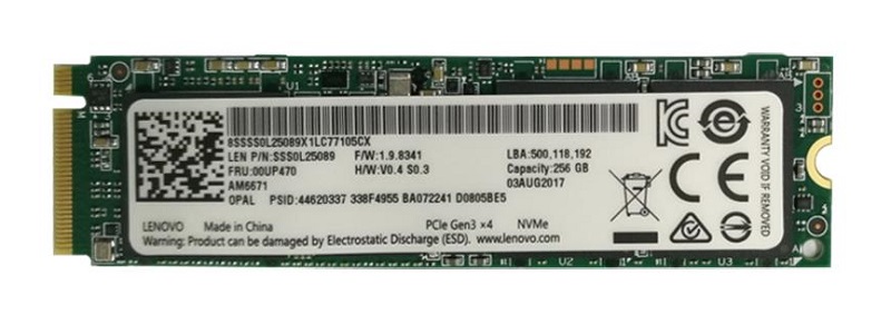 00UP470 | Lenovo 256GB NVMe PCI Express 3 x4 M.2 2280 Solid State Drive