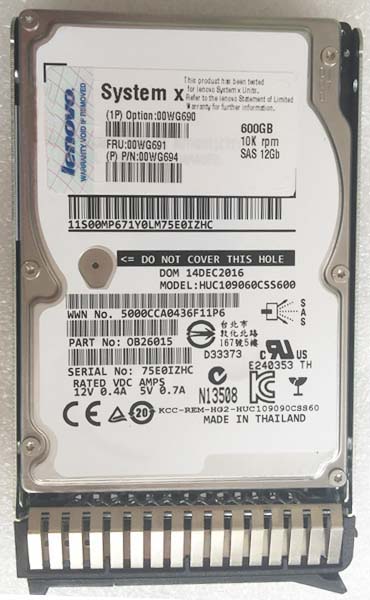 00WG690 | IBM 600GB 10000RPM SAS 12Gb/s G3HS 2.5-inch Hot-pluggable Hard Drive for System x Server