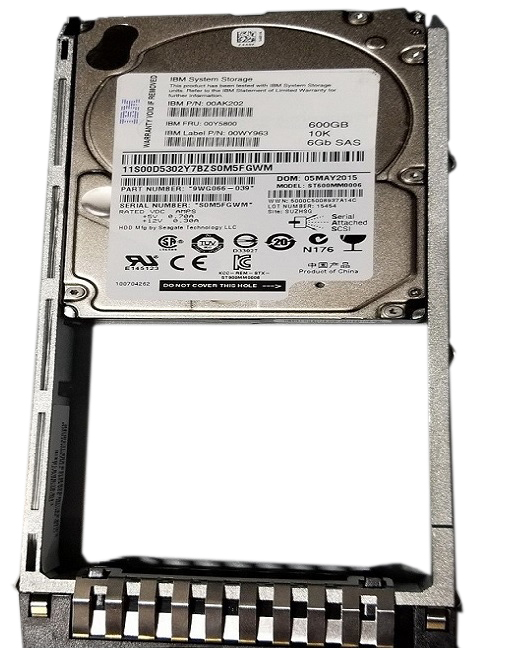 00WY963 | IBM 600GB 10000RPM SAS 6Gb/s 2.5-inch SFF Hot-pluggable Hard Drive with Tray for Storwize V5000