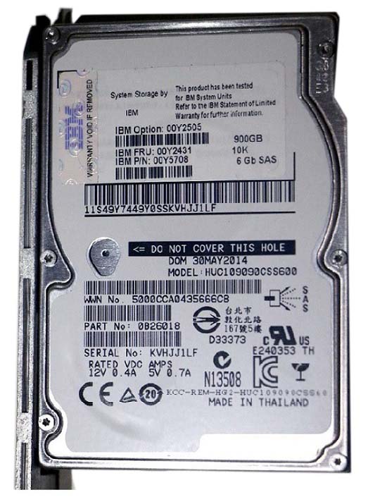 00Y5708 | IBM 900GB 10000RPM SAS 6Gb/s SFF 2.5-inch Hot-pluggable Hard Drive with Tray for Storwize V3700 V3500