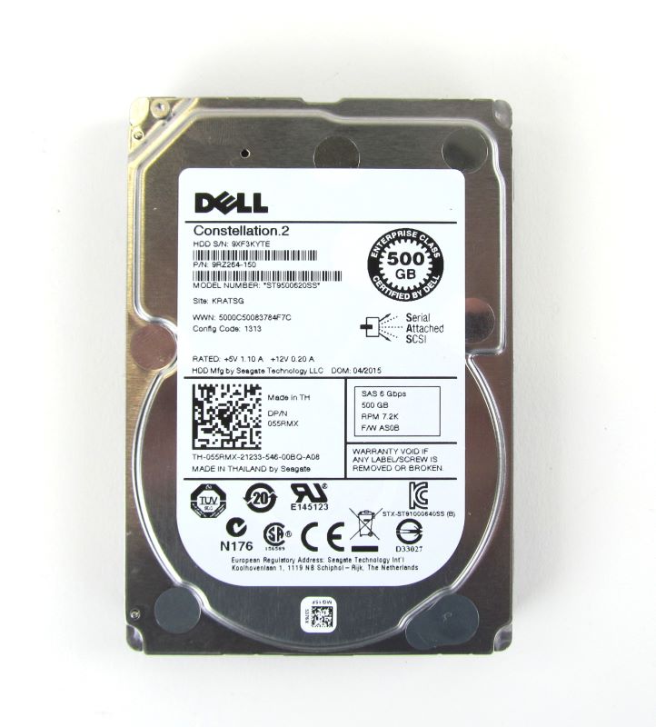 055RMX | Dell 500GB 7200RPM SAS Gbps 2.5 64MB Cache Hot Swap Hard Drive