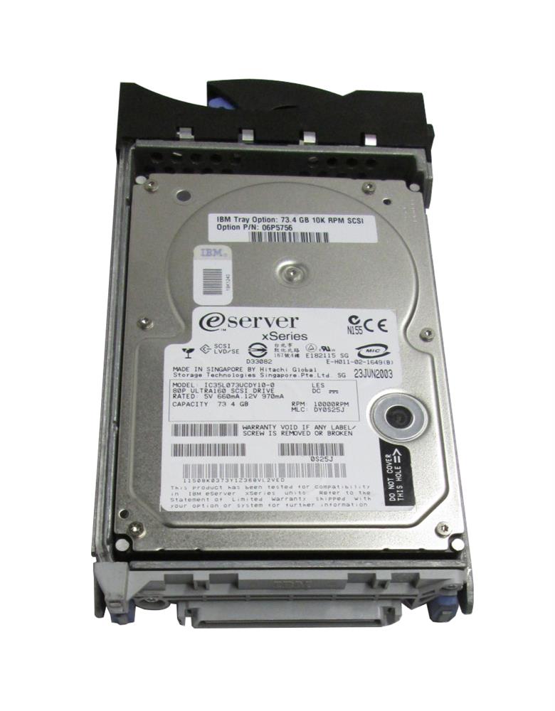 06P5756 | IBM 73GB 10000RPM Ultra 160 SCSI 3.5 8MB Cache Hot Swap Hard Drive