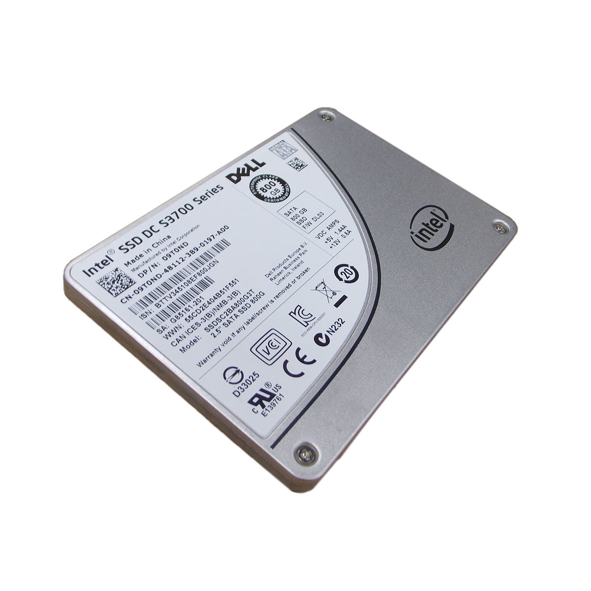 09T0ND | Dell 800GB SATA 6Gb/s 2.5-inch Multi Level-Cell (MLC) SC Enterprise Value Solid State Drive for DC S3700 Series