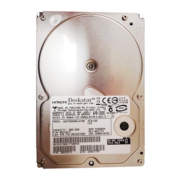0A31613 | Hitachi DESKSTAR 7K500 500GB 7200RPM 8MB Cache 3.5-inch ATA-133 Hard Drive