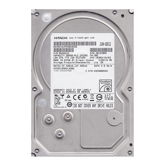 0A39418 | HGST CinemaStar 5K1000 HCS5C1050CLA382 500 GB 3.5 Internal Hard Drive - SATA/300 - 8 MB Buffer