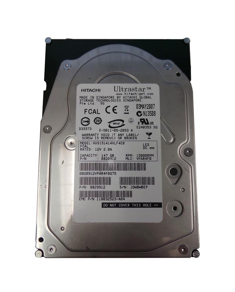 0B22146 | Hitachi 147GB 15000RPM Fibre Channel 4 Gbps 3.5 16MB Cache Hard Drive