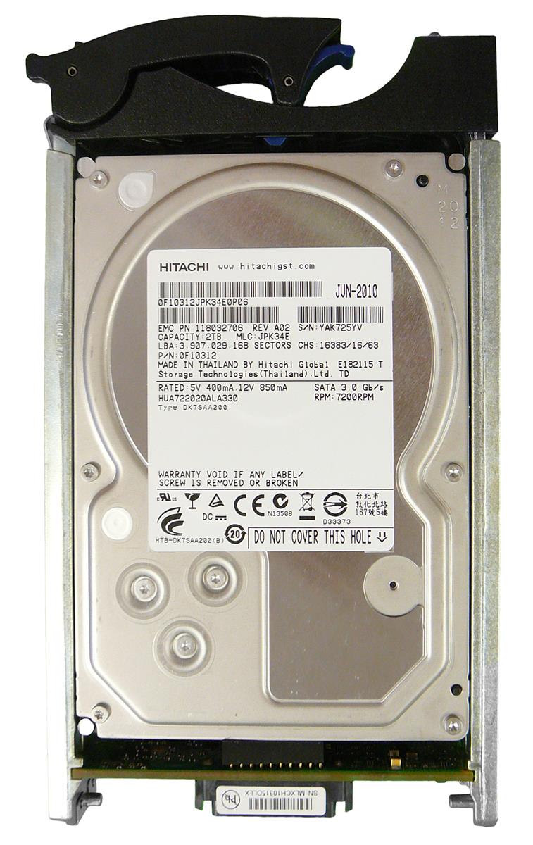 0F10312 | Hitachi Ultrastar A7K2000 2TB 7200RPM 32MB Cache SATA 3GB/s 7-Pin 3.5-inch Enterprise Hard Drive