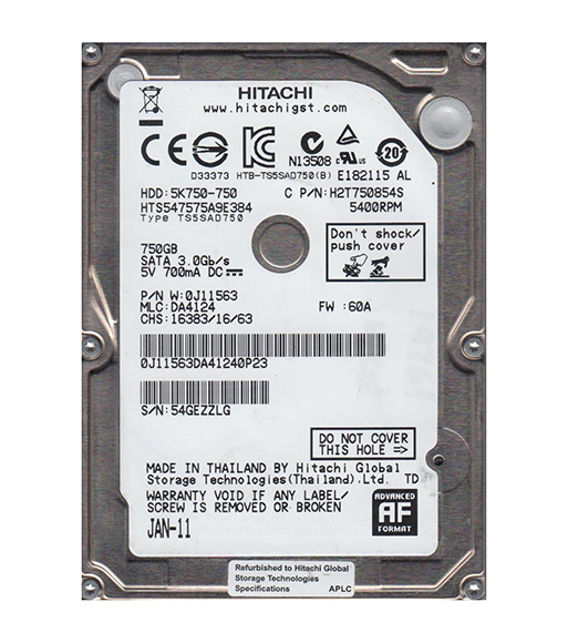 0J11563 | Hitachi TravelStar 5K750 750GB 5400RPM SATA 3GB/s 8MB Cache 2.5-inch Internal Hard Drive