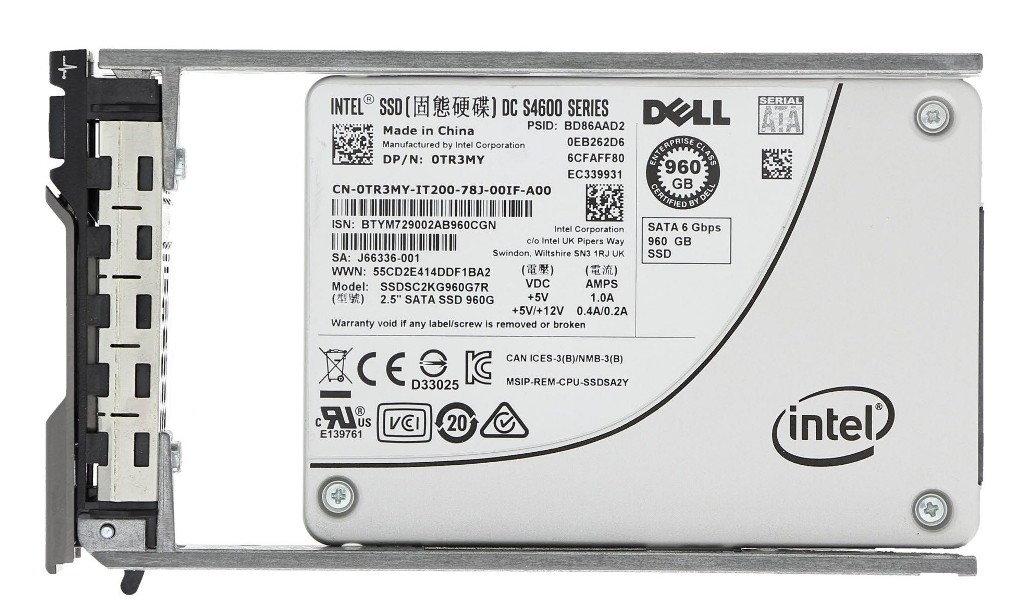 0TR3MY | Dell 960GB Mixed-use TLC SATA 6Gb/s 2.5-inch Hot-pluggable DC S4600 Series Solid State Drive for PowerEdge Server