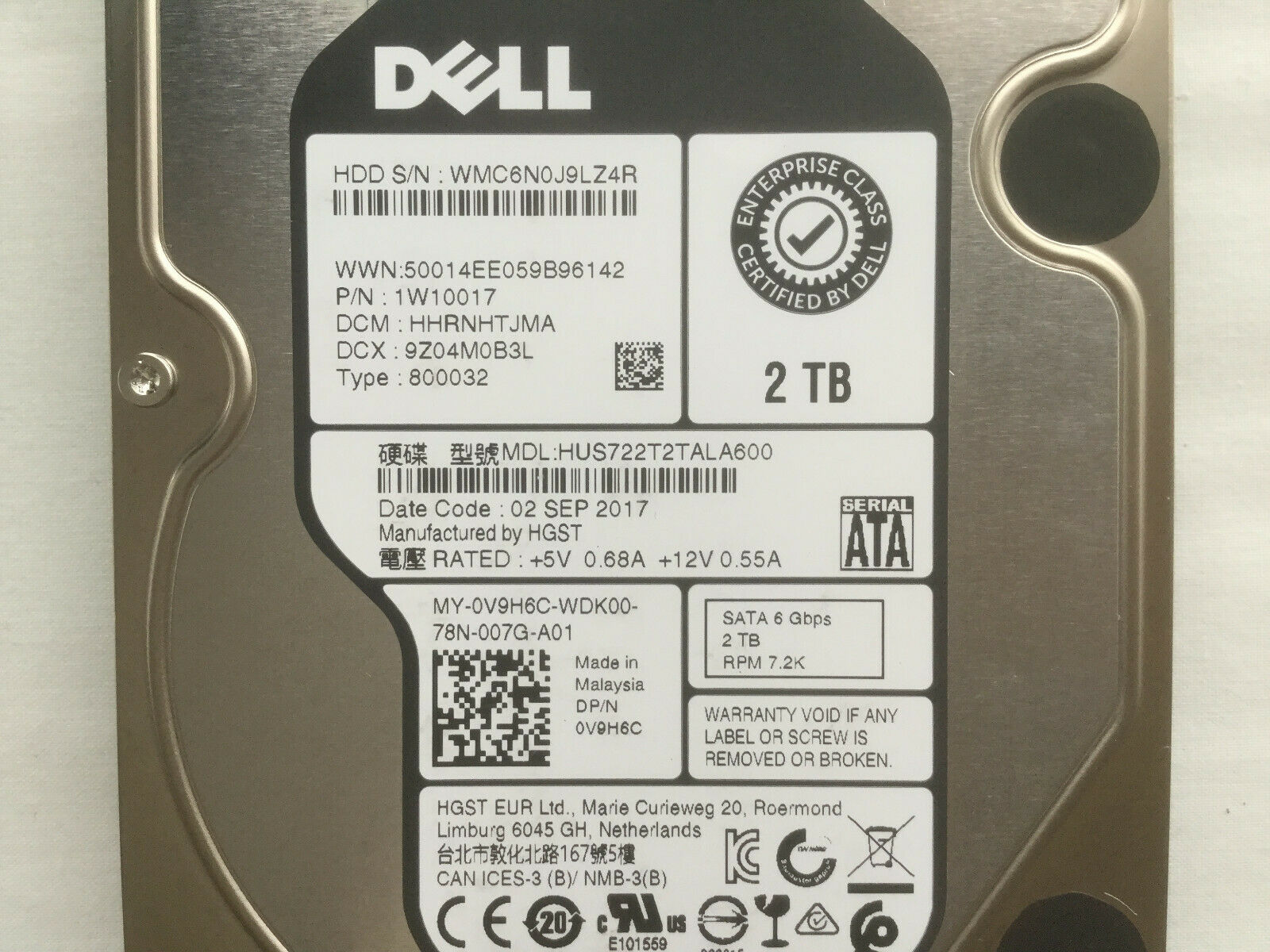 1W10017 | HGST UltraStar 7K2 2TB 7200RPM SATA 6Gb/s 128MB Cache 3.5-inch Enterprise Hard Drive