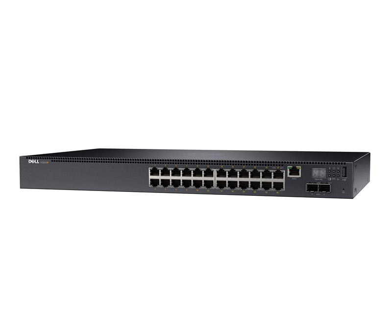 GF8HJ | Dell Networking N2024P 24-Port 24 x 10/100/1000 + 2 x 10 Gigabit SFP+ PoE+ Rack-Mountable Switch