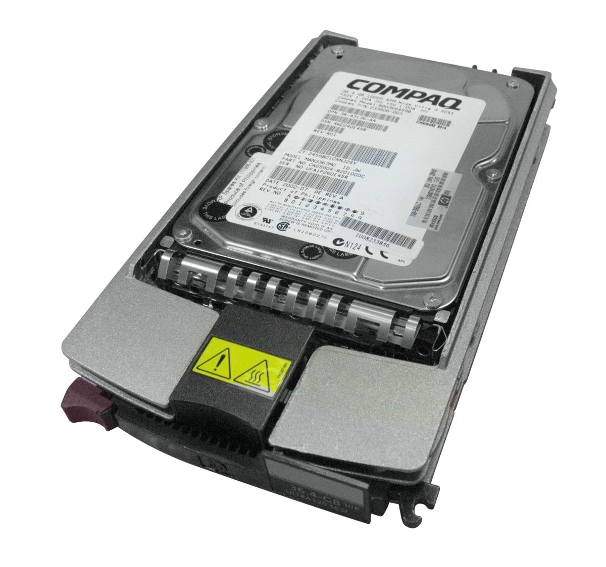 233806-003 | HP 36.4GB 10000RPM Ultra-160 SCSI Hot-Pluggable LVD 80-Pin 3.5-inch Hard Drive