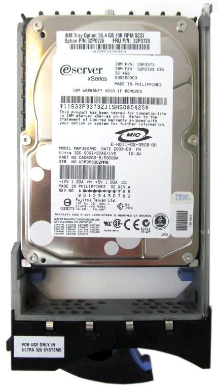 24P3711 | IBM 36GB 10000RPM 3.5-inch Ultra-320 SCSI Hot-pluggable Hard Drive with Tray