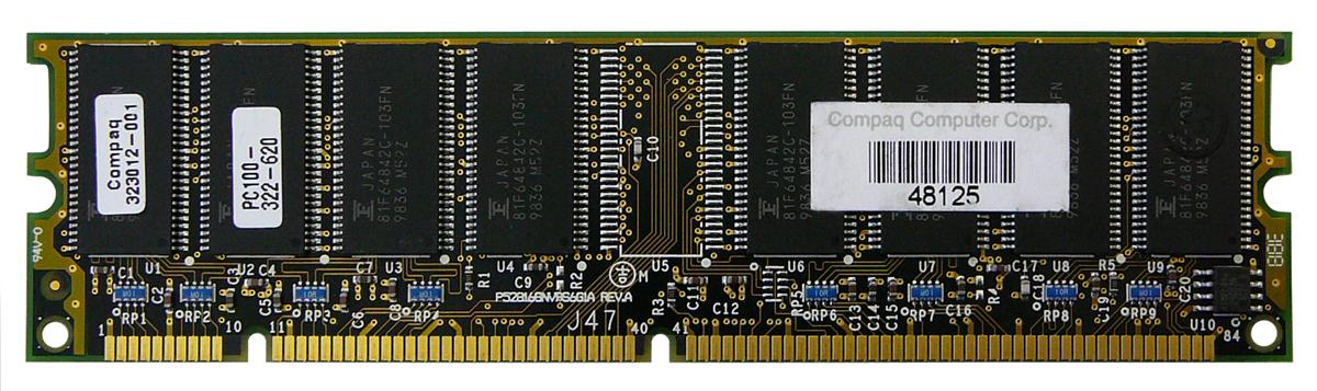 323012-001 | HP 64MB 100MHz PC100 ECC Unbuffered CL2 168-Pin DIMM 3.3V Memory Module