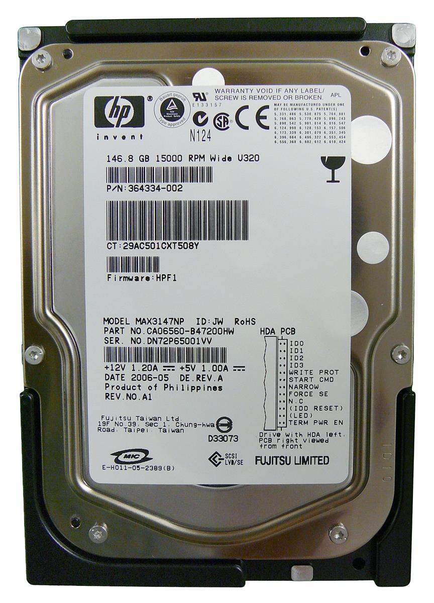 364334R-002 | HP 146GB 15000RPM Ultra-320 SCSI non Hot-Plug LVD 68-Pin 3.5-inch Hard Drive