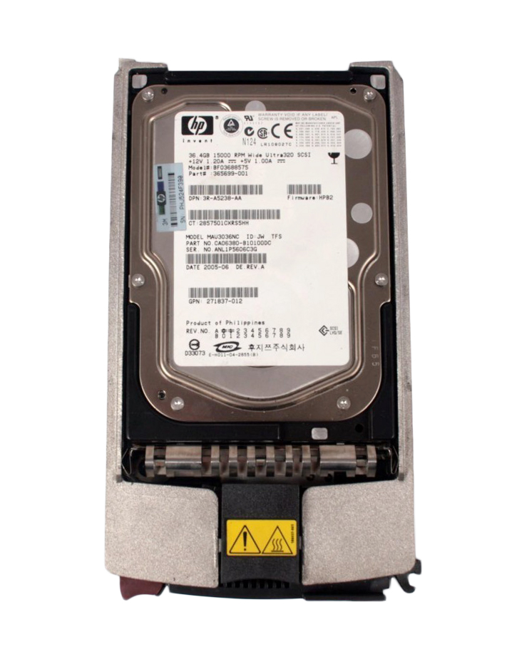 365699-001 | HP 36.4GB 15000RPM Ultra-320 SCSI Hot-Pluggable LVD 80-Pin 3.5-inch Hard Drive