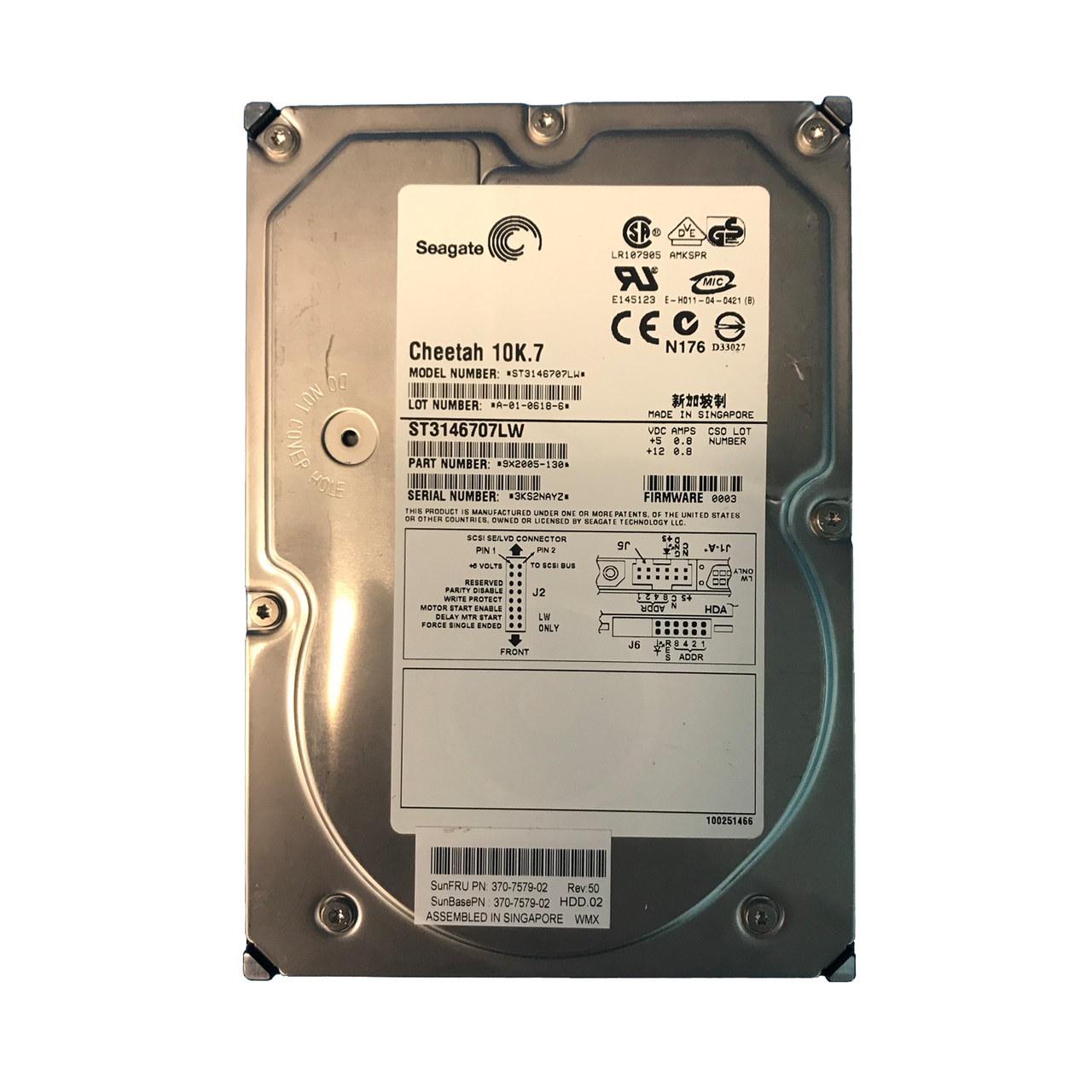 370-7579 | Sun 146GB 10000RPM SCSI 3.5-inch 68-Pin Hard Drive