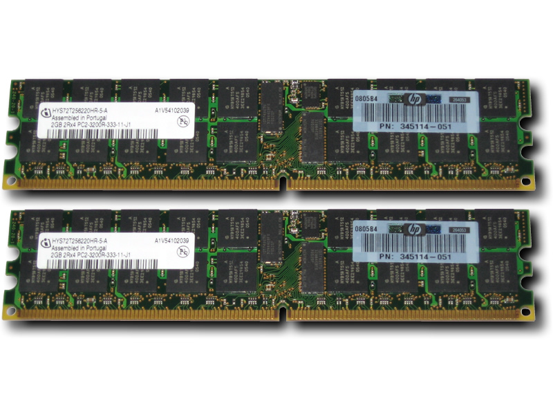 375004-B21 | HP 4GB (2X2GB) 400MHz PC2-3200 CL3 ECC Registered DDR2 SDRAM DIMM Memory Kit for Server