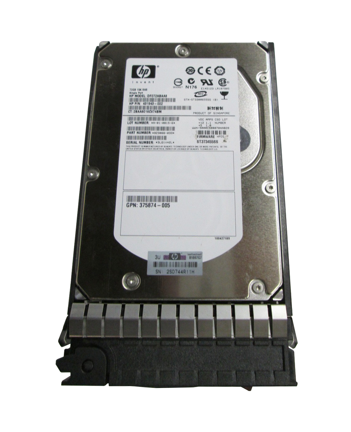 375874R-005 | HP 73GB 15000RPM SAS 3GB/s Hot-Pluggable Single Port 3.5-inch Hard Drive