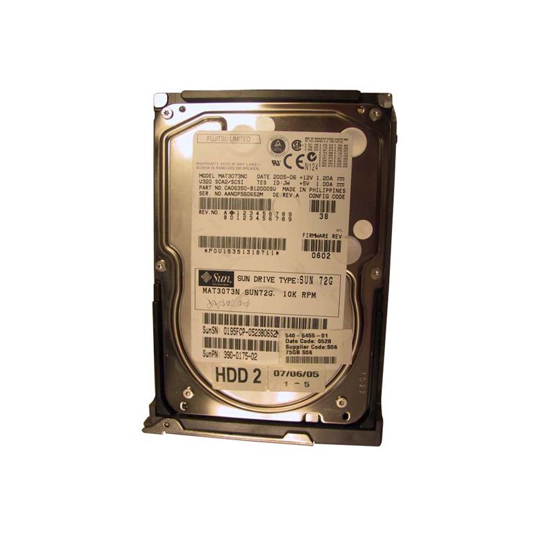 390-0175-01 | Sun 73GB 10000RPM Ultra-320 SCSI LVD Hot-Pluggable 80-Pin 3.5-inch Hard Drive