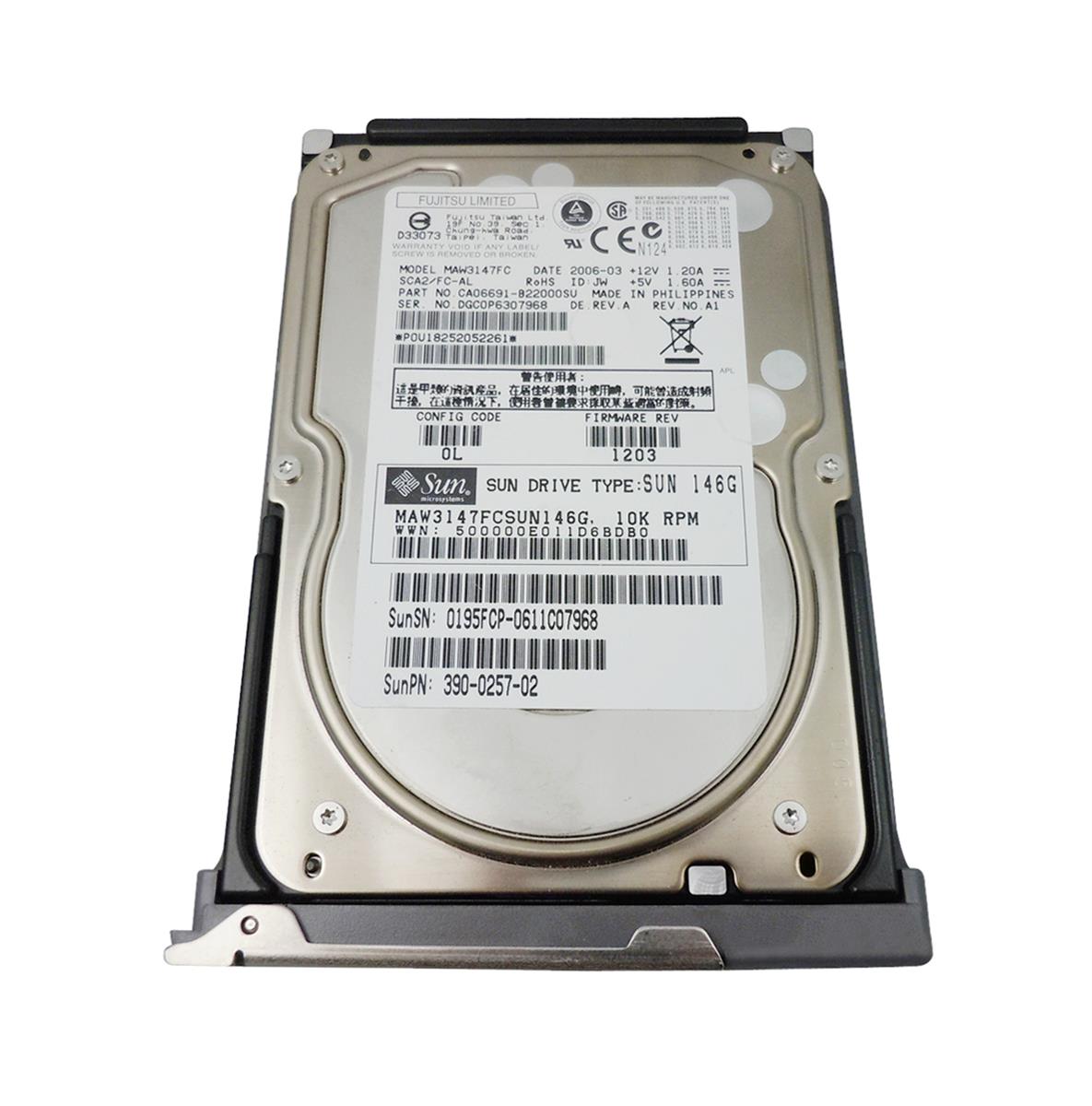 390-0257-01 | Sun 146GB 10000RPM Fibre Channel 2GB/s Hot-Pluggable 3.5-inch Hard Drive