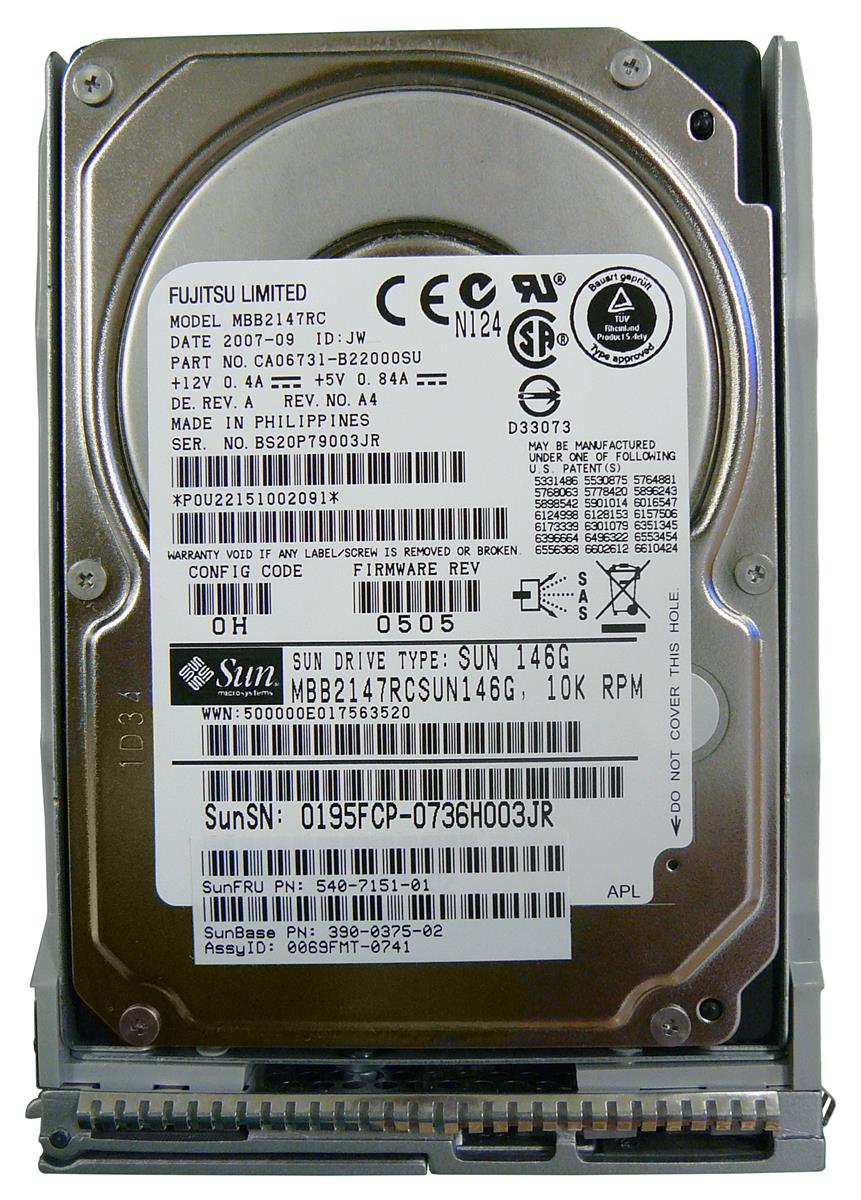 390-0375-02 | Sun 146GB 10000RPM SAS 3 Gbps 2.5 16MB Cache Hard Drive