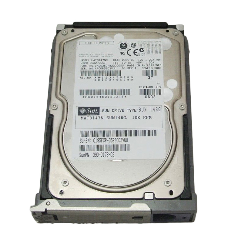 3900178-02 | Sun 146GB 10000RPM Ultra-320 SCSI LVD Hot-Pluggable 80-Pin 3.5-inch Hard Drive