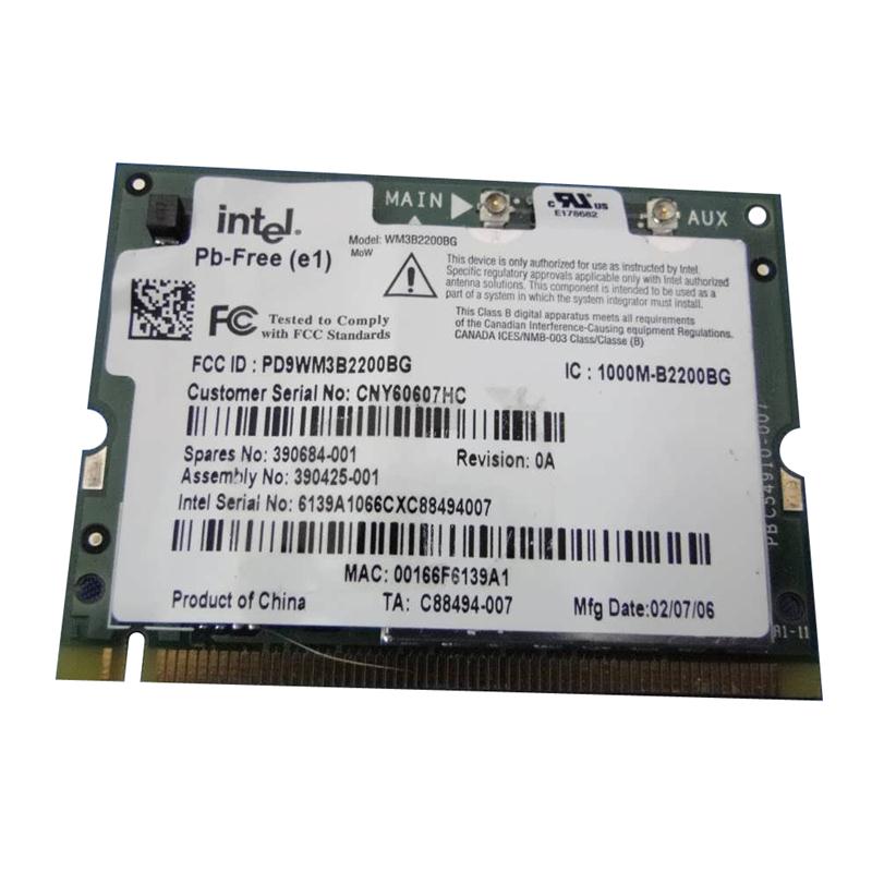 390425-001 | HP Mini PCI 54G WiFi 802.11b/g Wireless LAN (WLAN) Network Interface Card for HP NC4000/NC4010/NC6000 Series Notebooks