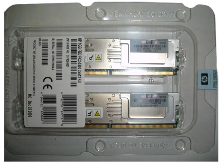 397409-B21 | HP 1GB (2X512MB) 667MHz PC2-5300 CL5 ECC DDR2 SDRAM Fully Buffered DIMM Memory Kit