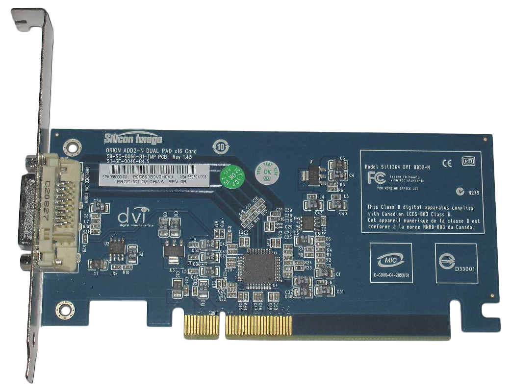 398333-001 | HP Silicon Image DVI-D PCIe x16 Orion ADD2-N Video Card
