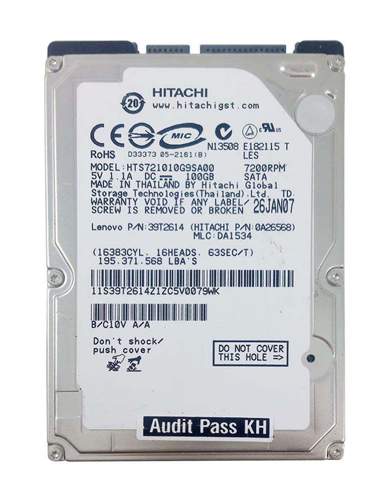 39T2614 | IBM 100GB 7200RPM SATA 1.5 Gbps 2.5 8MB Cache Travelstar Hard Drive