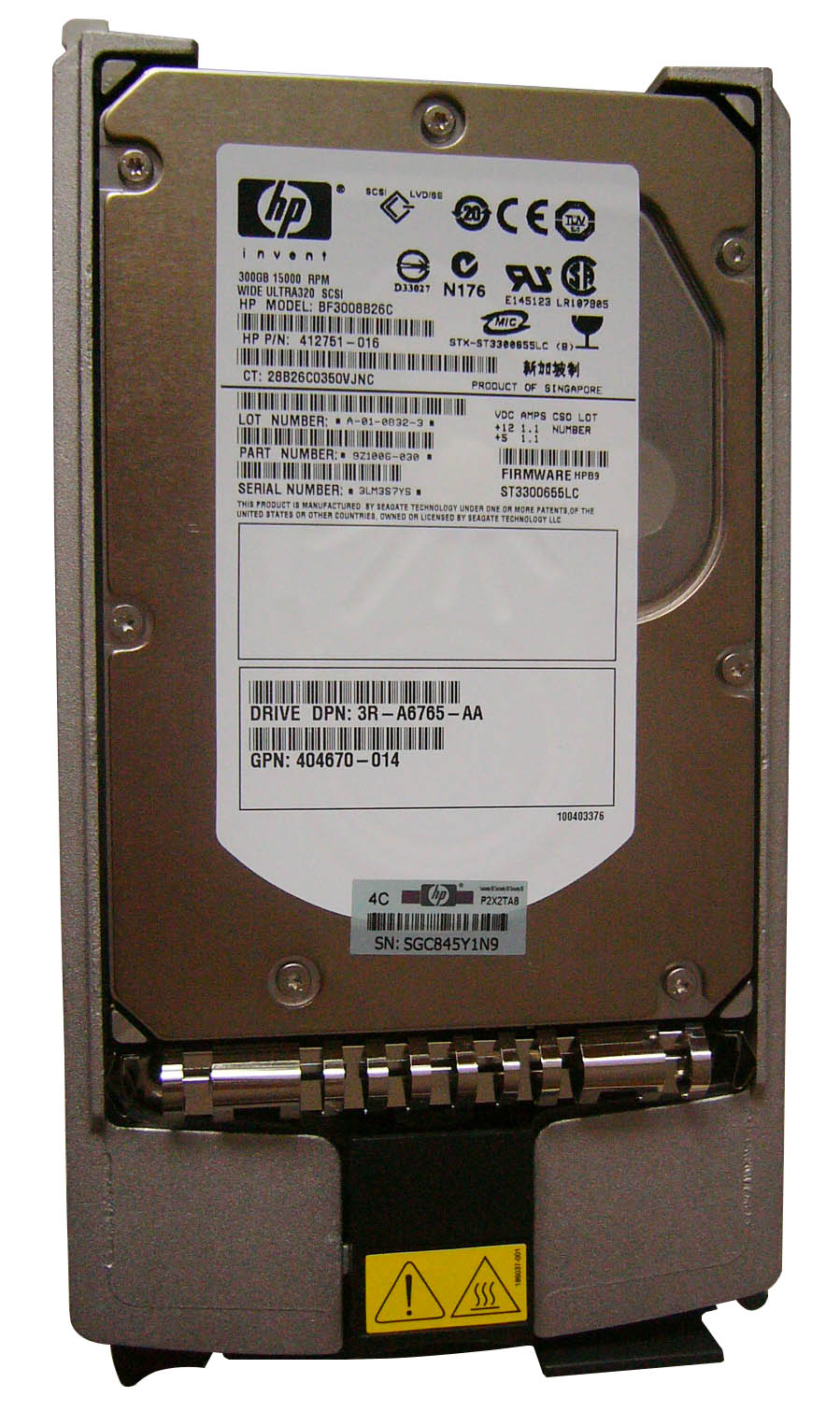 3R-A6765-AA | HP 300GB 15000RPM Ultra-320 SCSI Hot-Pluggable LVD 80-Pin 3.5-inch Hard Drive