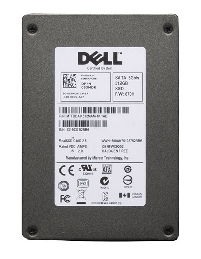 400-AIRQ | Dell 512GB Multi-Level Cell (MLC) SATA 6Gb/s Self-Encrypted 2.5-inch Solid State Drive