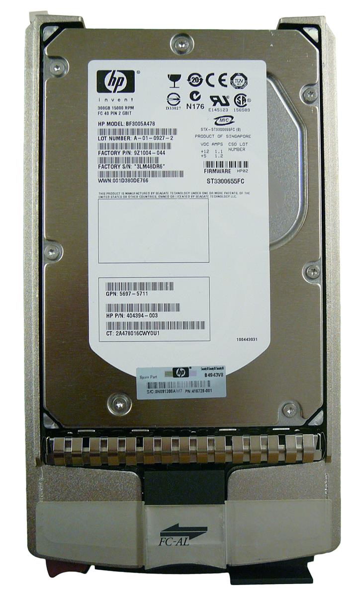 404394-003 | HP 300GB 15000RPM Fibre Channel 4GB/s Hot-Pluggable Dual Port 3.5-inch Hard Drive