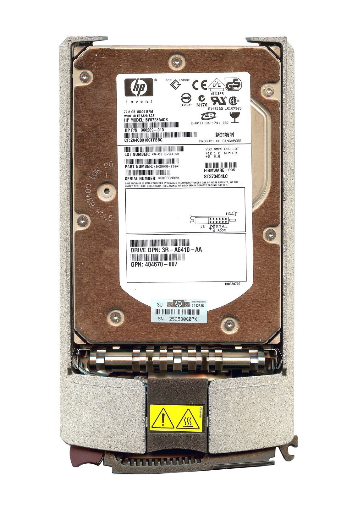 404670R-007 | HP 72.8GB 15000RPM Ultra-320 SCSI Hot-Pluggable LVD 80-Pin 3.5-inch Hard Drive