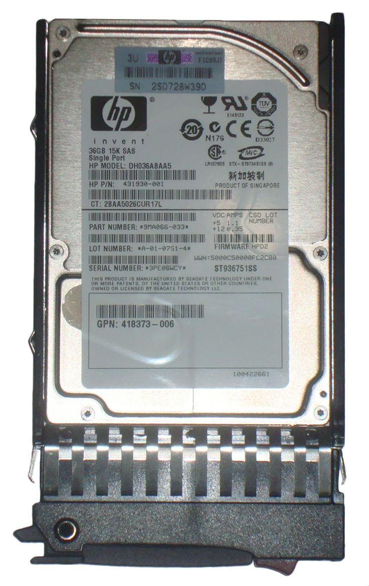 418373R-006 | HP 36.4GB 15000RPM SAS 3GB/s Hot-Pluggable Single Port 2.5-inch Hard Drive