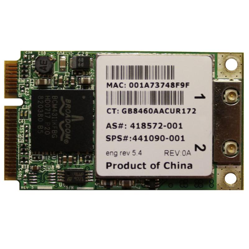 418572-001 | HP Mini PCI-Express 54G 802.11b/g High Speed Wireless LAN (WLAN) Network Interface Card for DV2000/DV6000/DV9000 Series Notebooks