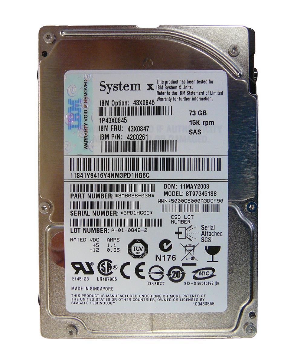 42C0261 | IBM 73GB 15000RPM SAS 3 Gbps 2.5 16MB Cache Hard Drive