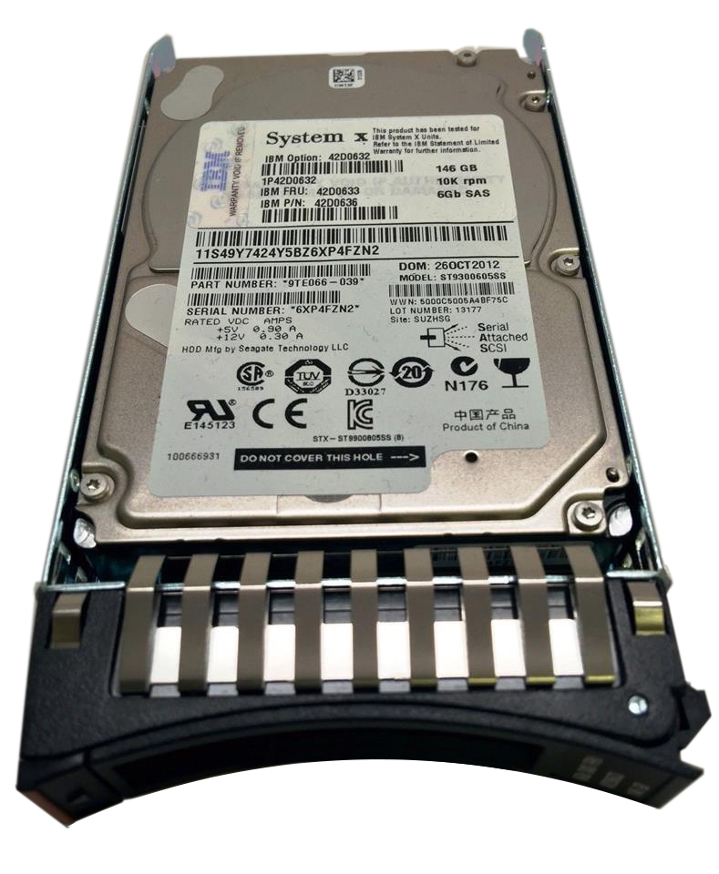 42D0634 | IBM 146GB 10000RPM SAS 6Gb/s 2.5INC SFF Slim Hot-pluggable Hard Drive with Tray