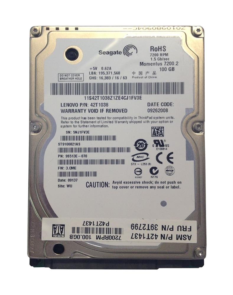 42T1437 | IBM 100GB 7200RPM SATA Gbps 2.5 8MB Cache Momentus Hard Drive