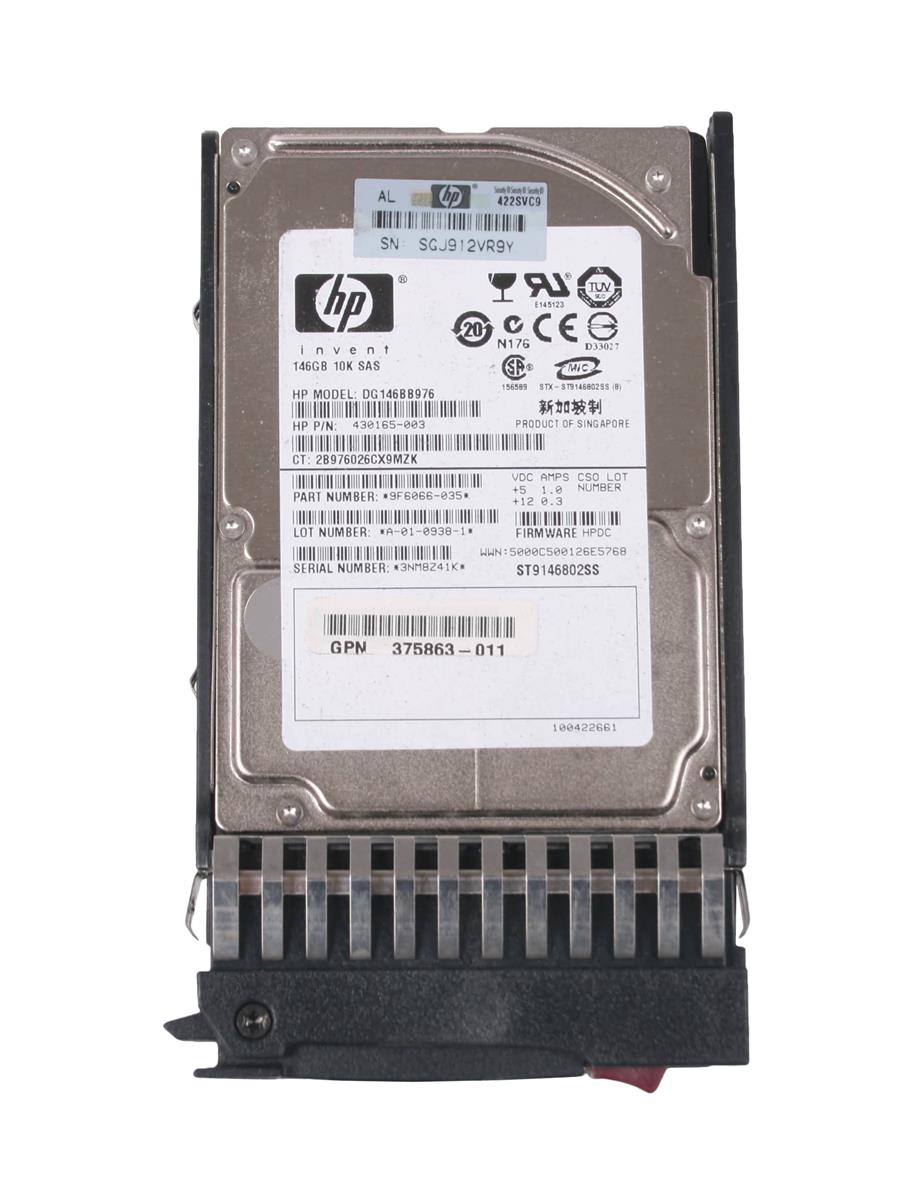 430165R-003 | HP 146GB 10000RPM SAS 3GB/s Hot-Pluggable Dual Port 2.5-inch Hard Drive