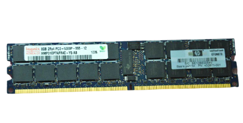 432671-001 | HP 8GB (1X8GB) 667MHz PC2-5300 ECC Registered DDR2 SDRAM DIMM Memory Module for ProLiant Server DL585 G2 DL385 G2 BL465C BL685C G2