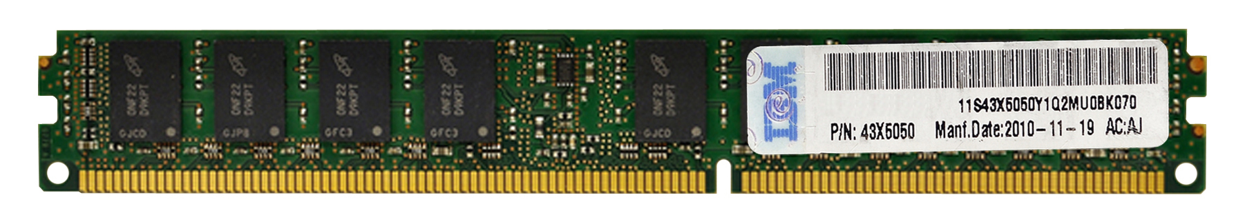 43X5050 | IBM 2GB DDR3-1333MHz PC3-10600 ECC Registered CL9 240-Pin DIMM 1.35V Low Voltage Memory Module 43X5050 | IBM 2GB DDR3-1333MHz PC3-10600 ECC Registered CL9 240-Pin DIMM 1.35V Low Voltage Memory Module