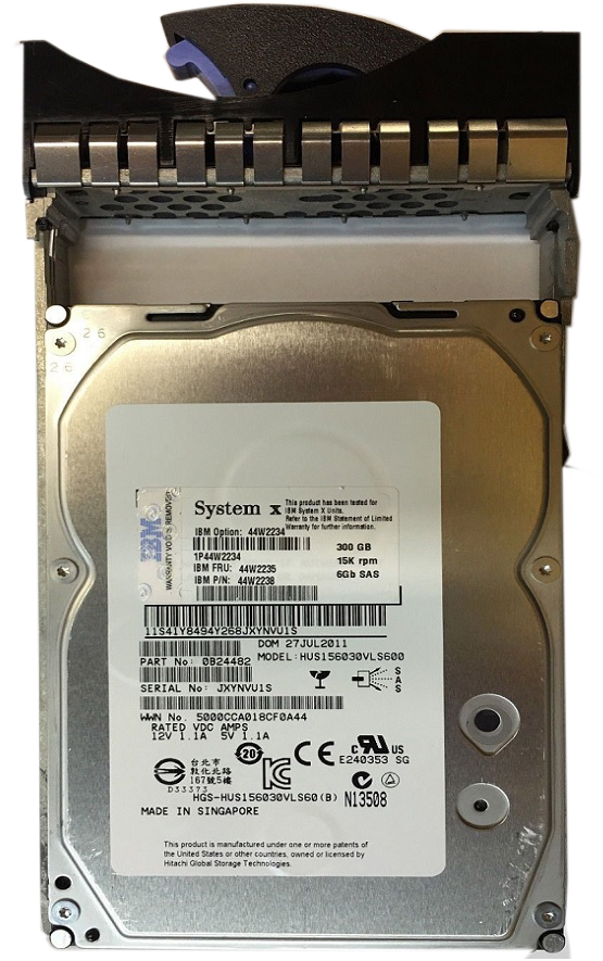 44W2235 | IBM 300GB 15000RPM SAS 6Gb/s 3.5-inch LFF Hot-pluggable Hard Drive with Tray